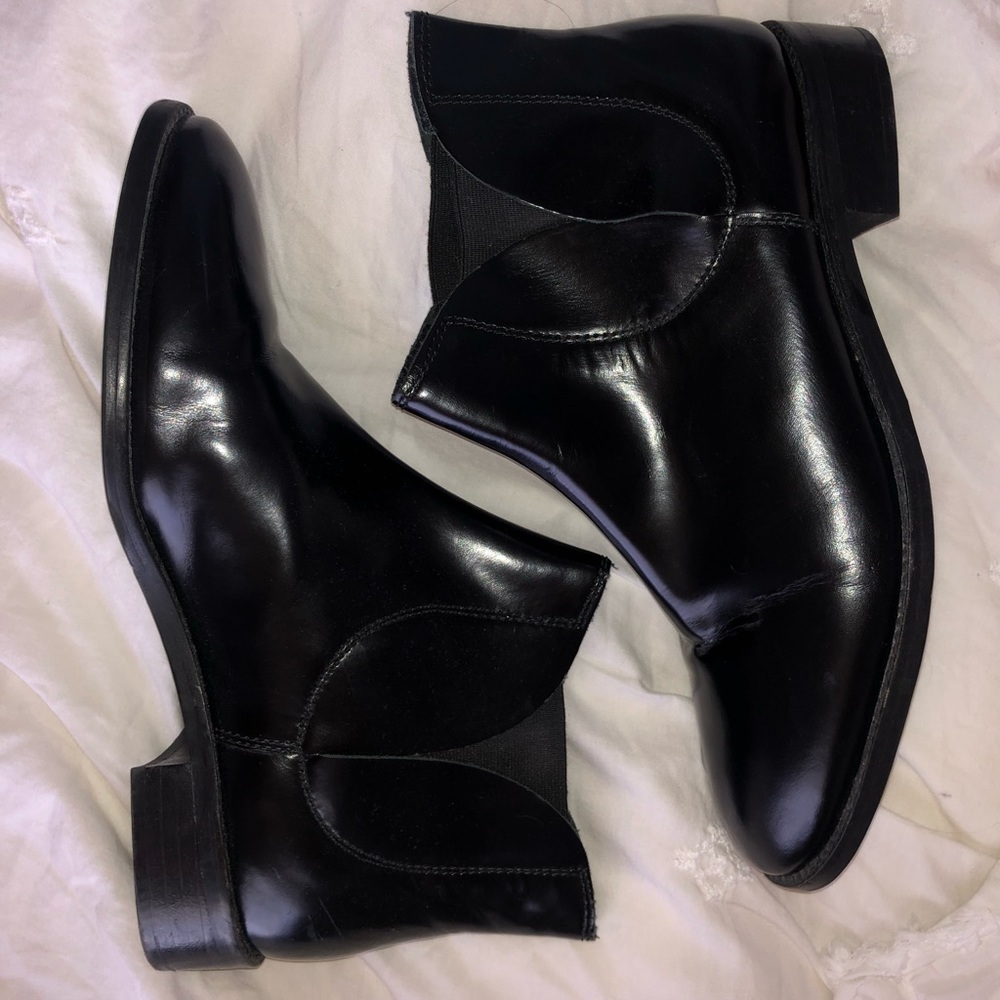 Topshop black leather booties